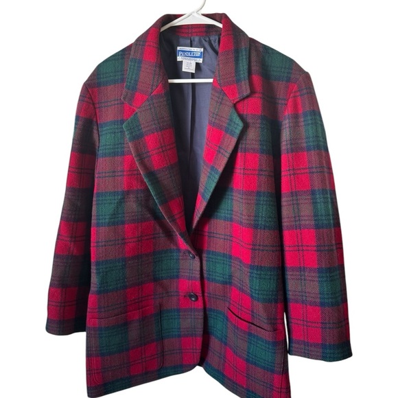Vintage Pendleton Red Green Plaid 100% Wool Knockabout Jacket Women’s L - Picture 2 of 12